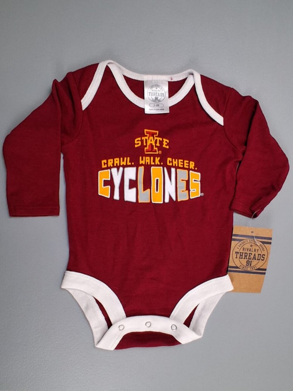 Rivalry Threads NCAA Iowa State Cyclones Long Sleeve Infant Bodysuit (NWT) 3-6 M